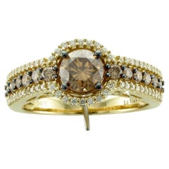 Anello Levian con diamante bianco al cioccolato in oro giallo 14 carati 1 1 3 carati