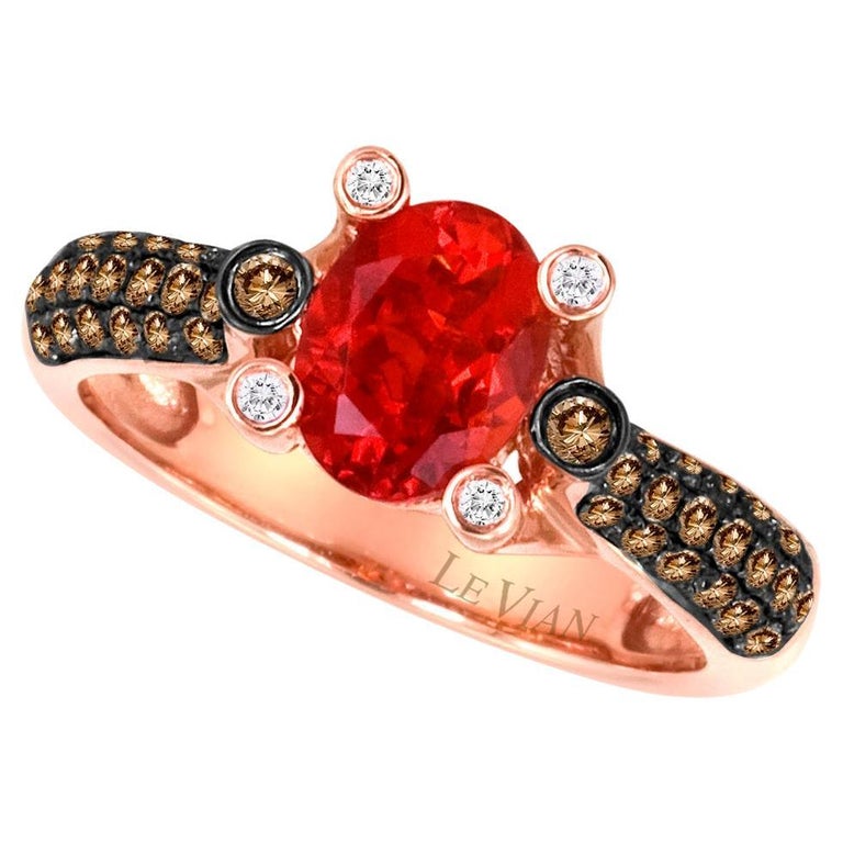LeVian Statement Ring Neon Opal Chocolate White Diamond in 14K Rose