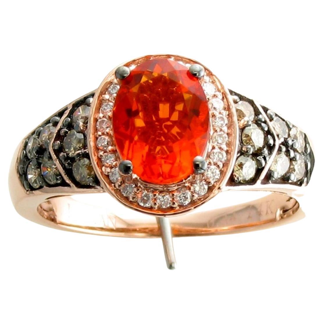 LeVian Statement Ring Neon Opal Chocolate White Diamond in 14K Rose