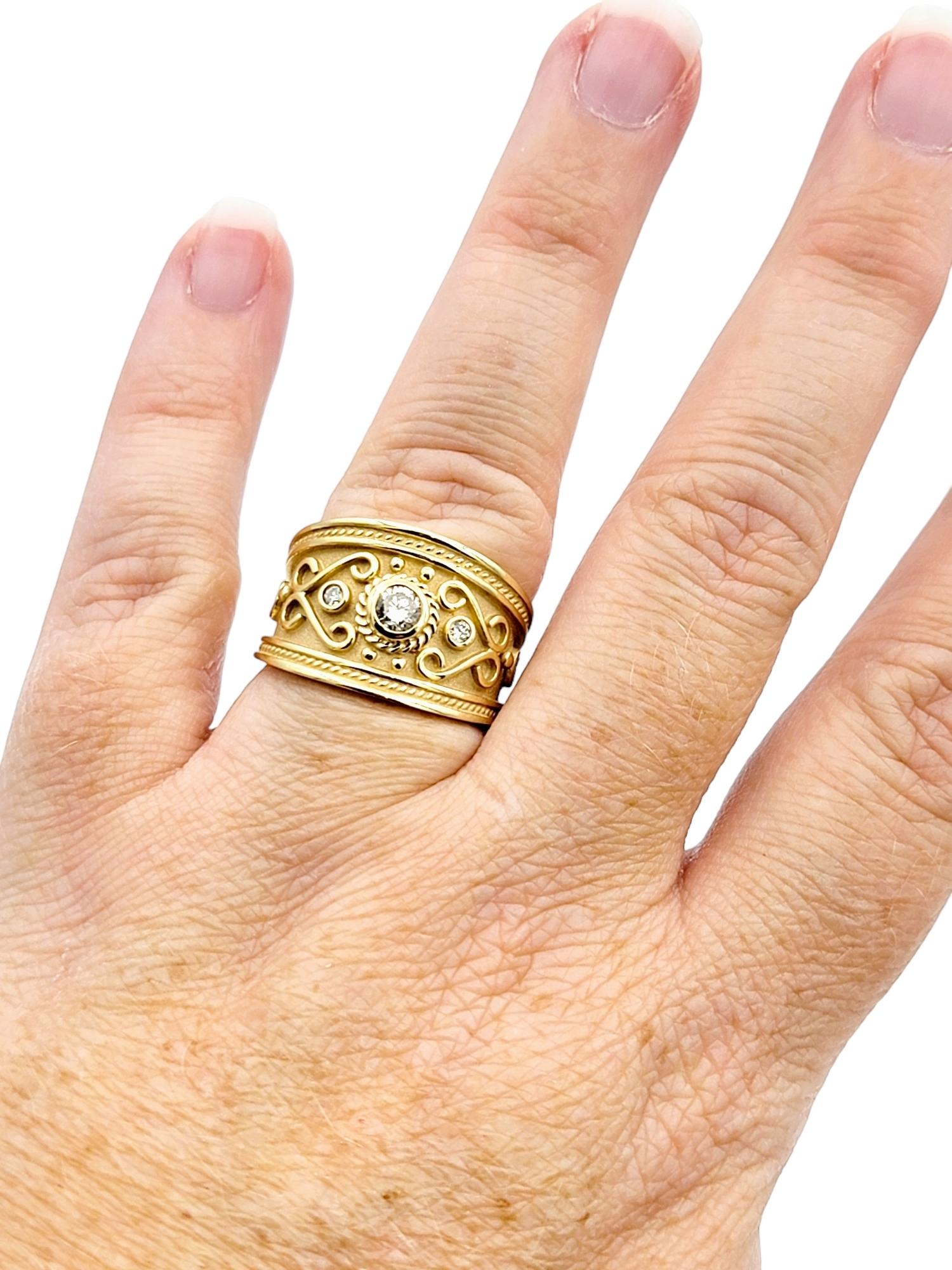 Le Vian Swirl Motif Tapered Shank Band Ring with Diamonds, 14 Karat Yellow Gold In Good Condition For Sale In Scottsdale, AZ