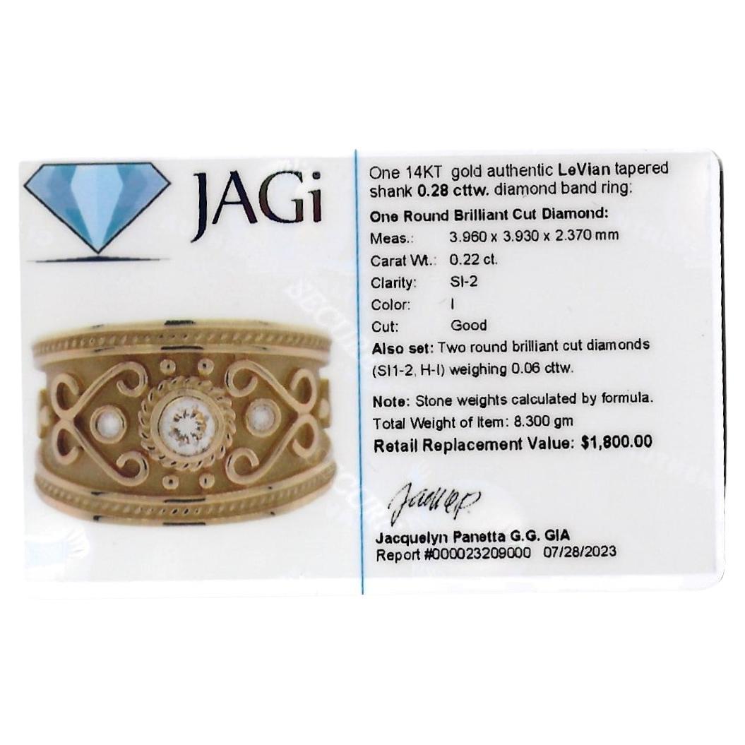 Le Vian, spitz zulaufender Shank-Ring mit Wirbelmotiv und Diamanten, 14 Karat Gelbgold für Damen oder Herren im Angebot