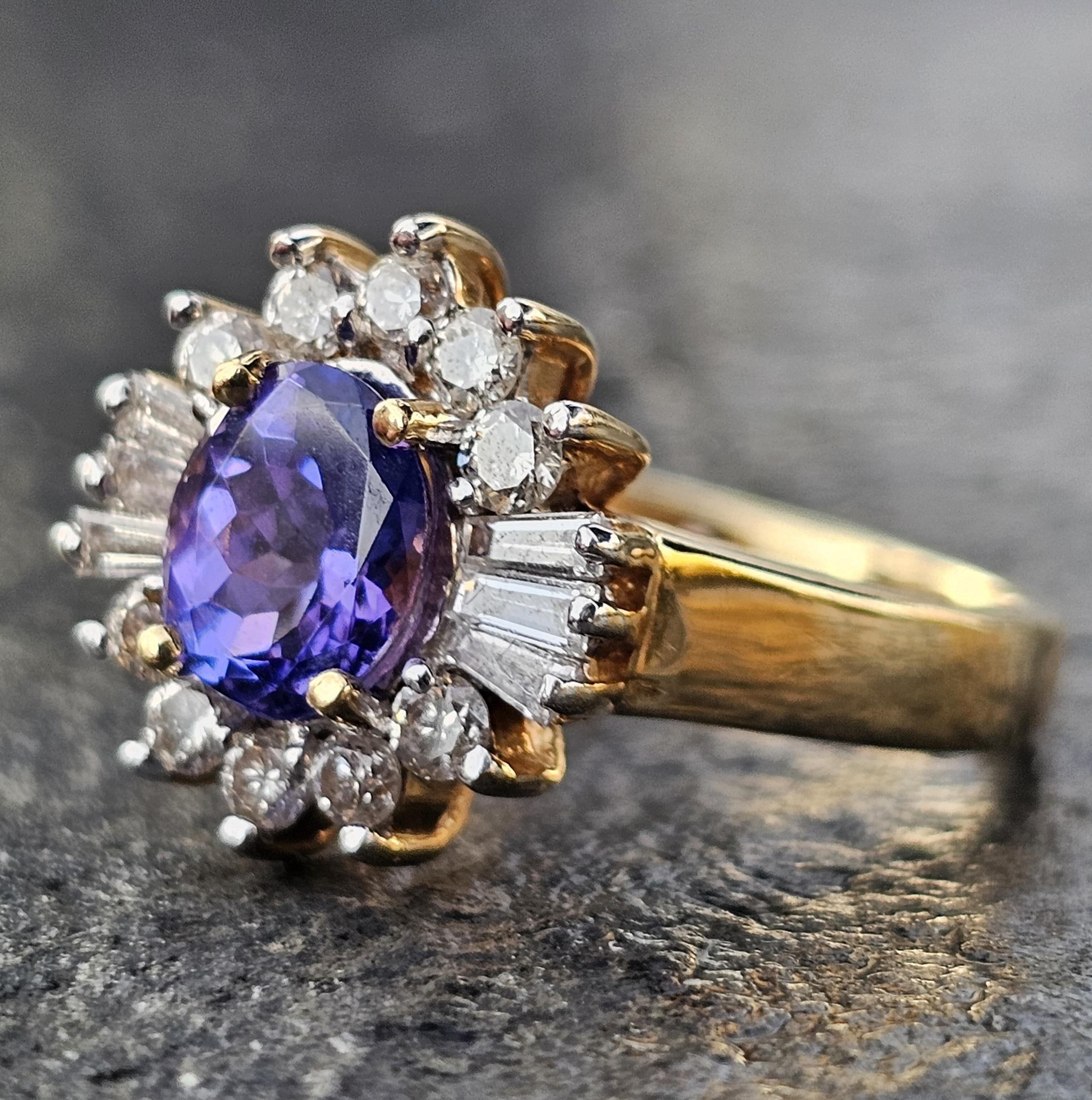 Levian Tansanit Diamant Ring Halo 18k Gelbgold Oval 7,3g sz 7 im Angebot 5