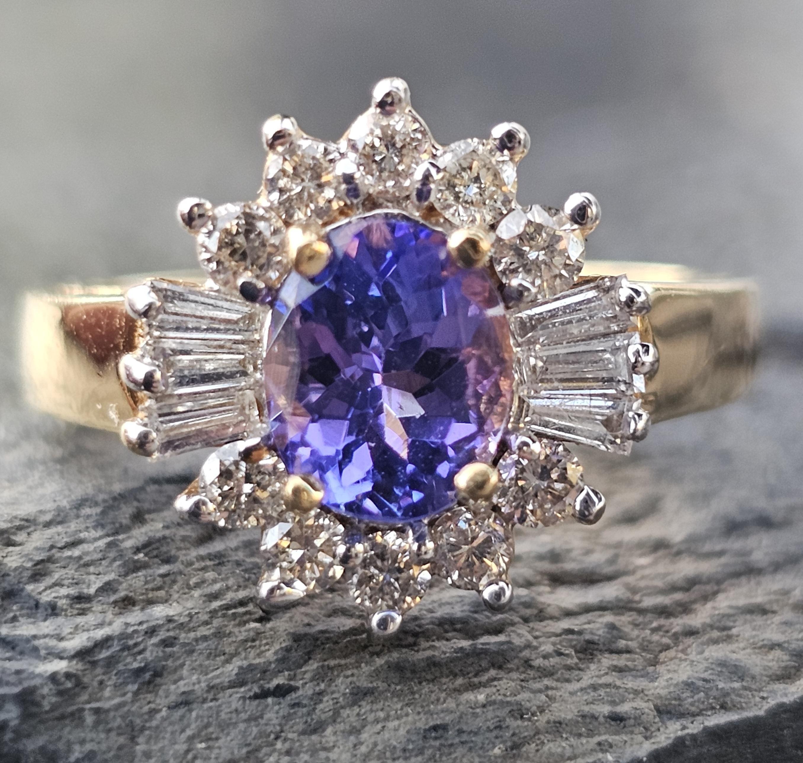 Levian Tansanit Diamant Ring Halo 18k Gelbgold Oval 7,3g sz 7 im Angebot 6