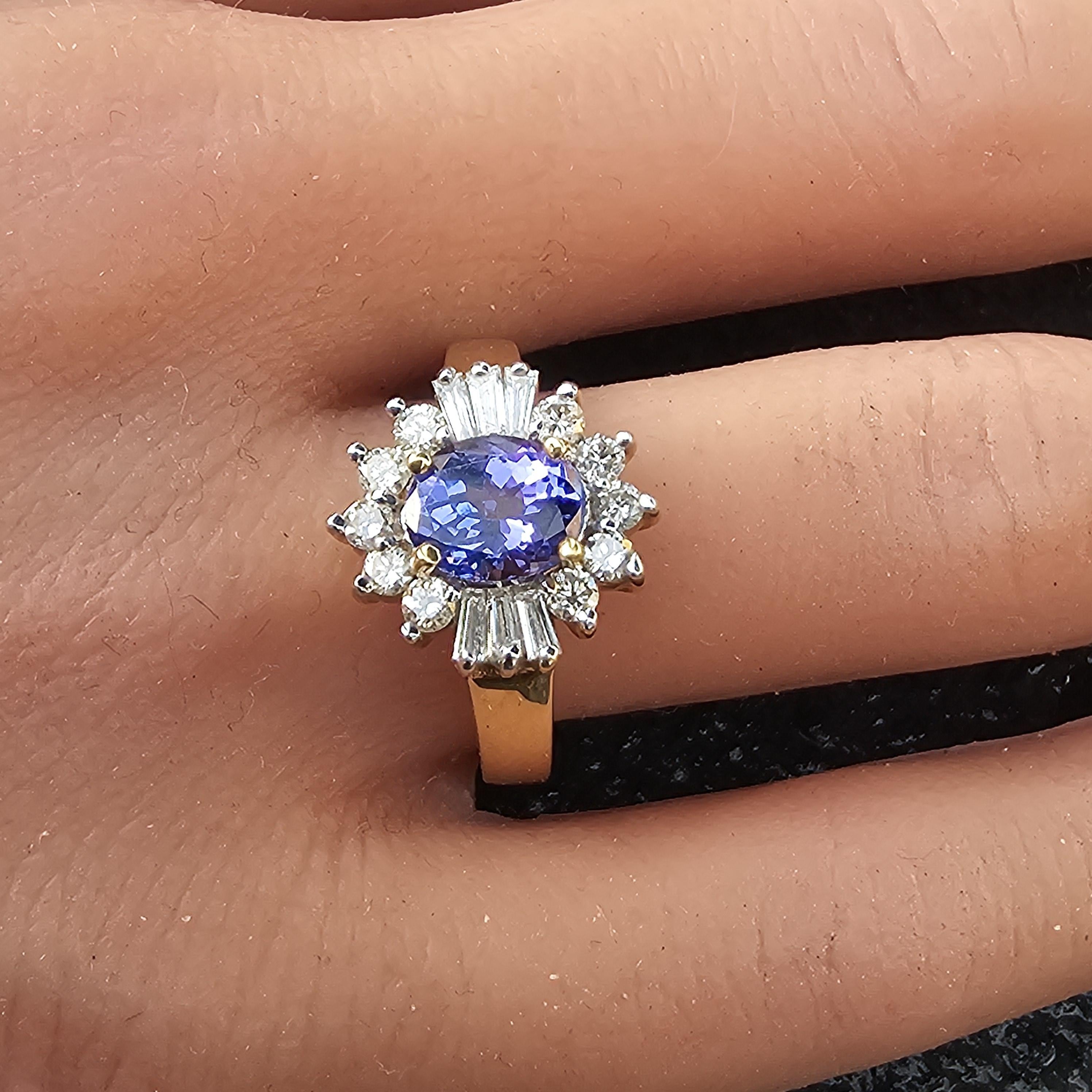 Levian Tansanit Diamant Ring Halo 18k Gelbgold Oval 7,3g sz 7 (Ovalschliff) im Angebot