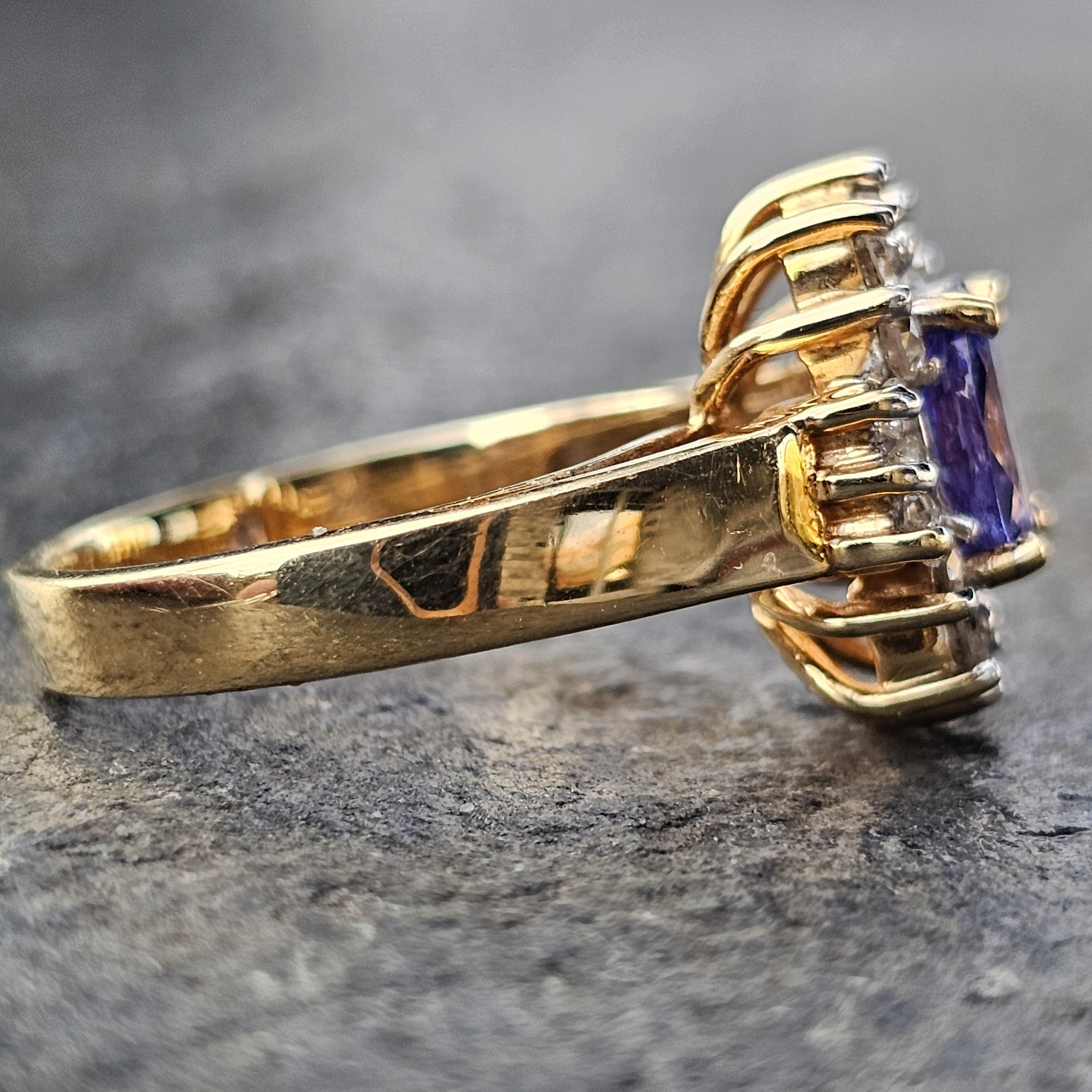 Levian Tansanit Diamant Ring Halo 18k Gelbgold Oval 7,3g sz 7 im Angebot 2