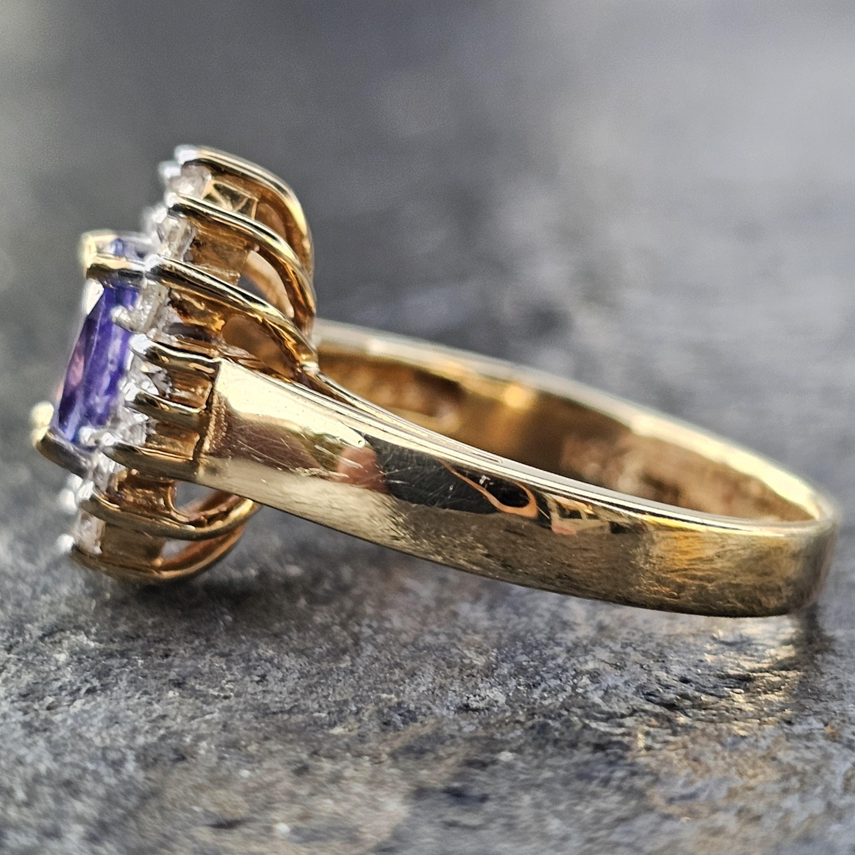 Levian Tansanit Diamant Ring Halo 18k Gelbgold Oval 7,3g sz 7 im Angebot 4