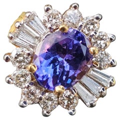 Levian Tanzanite Diamond Ring Halo 18k Yellow Gold Oval 7.3g sz 7