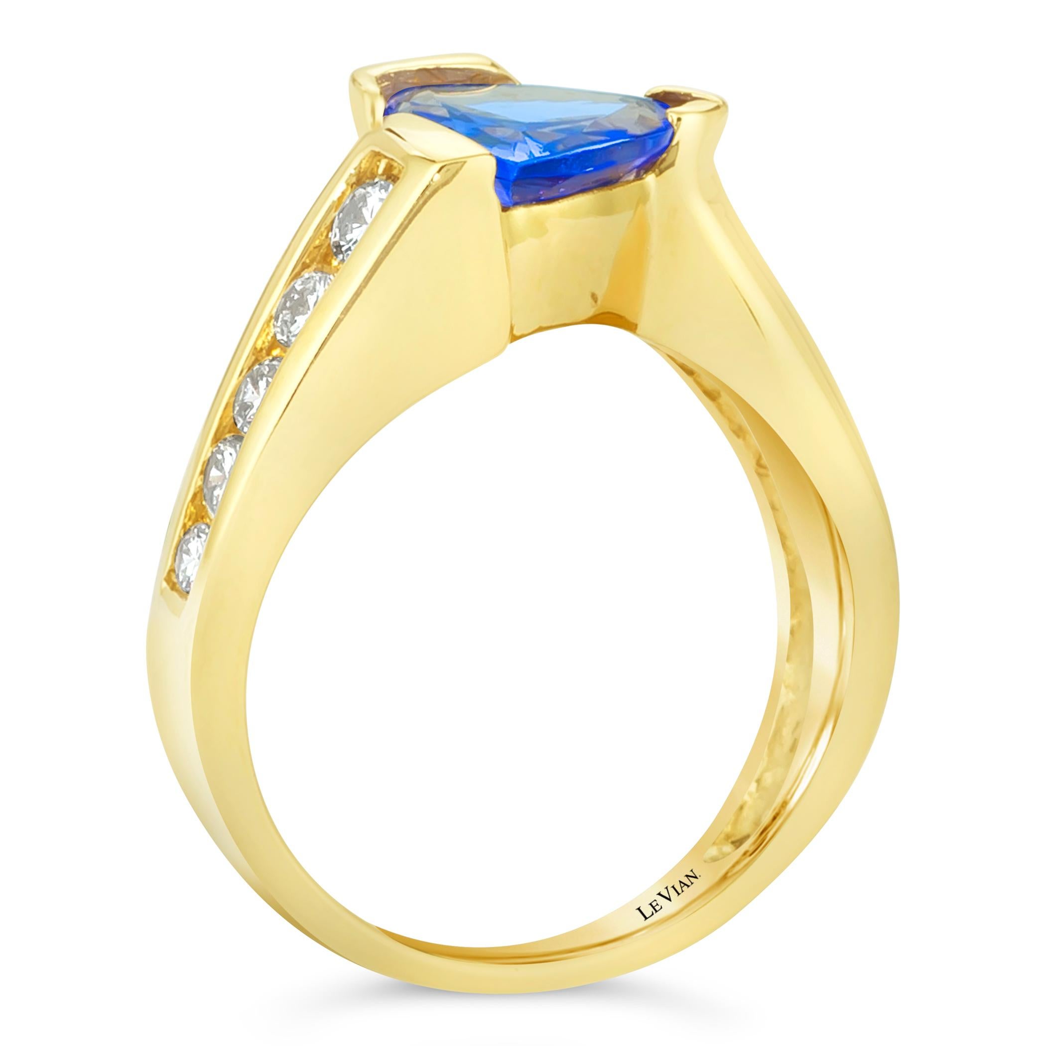 LeVian Tanzanite Ring Blue 1 1/4 cts Gemstone Cocktail Ring Size 4.75