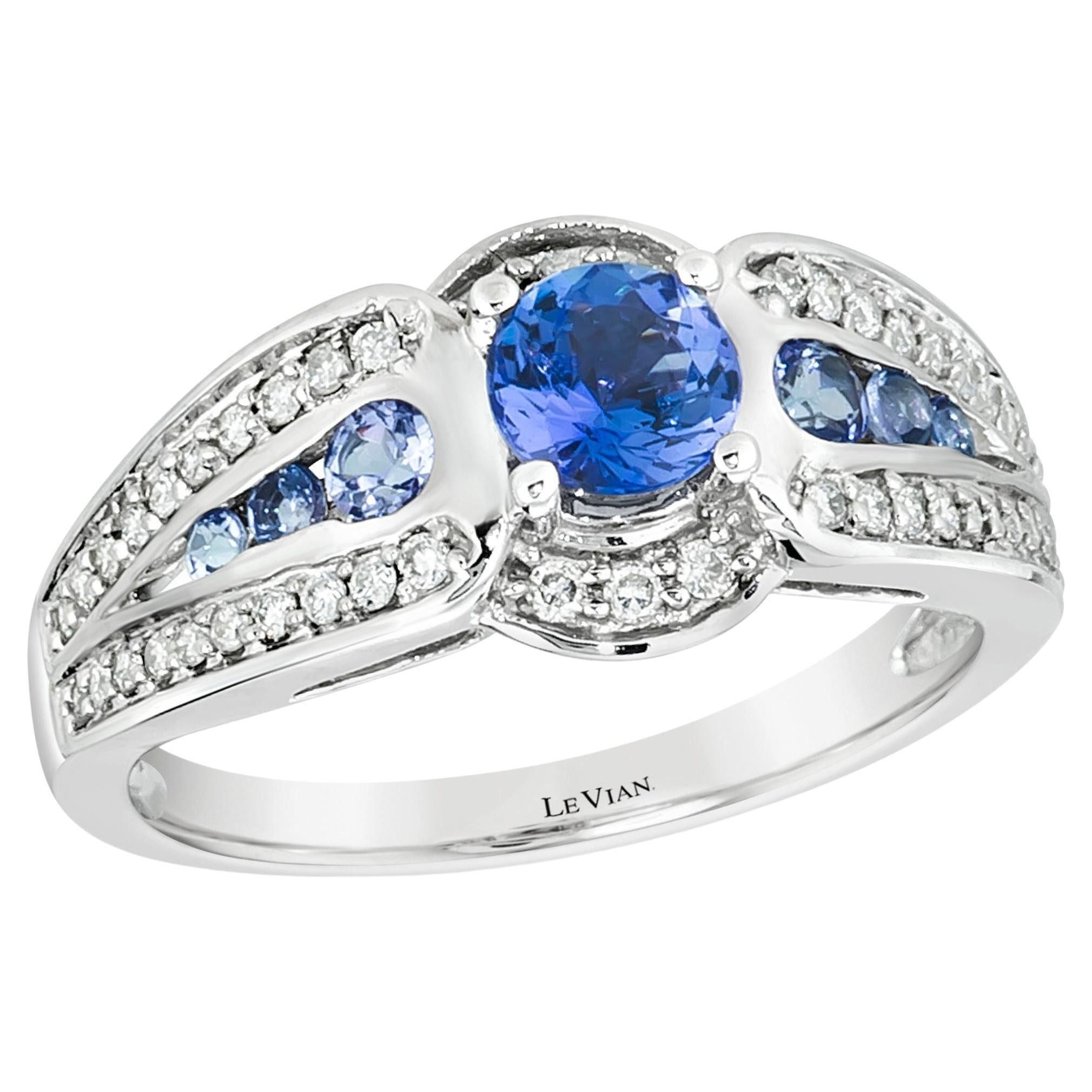 LeVian Tanzanite Ring Blue 7/8 cts Gemstone Cocktail Ring For Sale