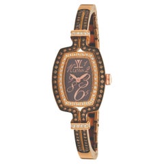 LeVian Montre-bracelet jonc d'horlogerie en acier inoxydable avec diamants chocolat et vanille