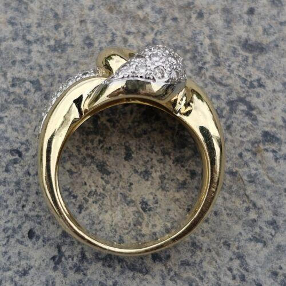 Levian Twist Knot Diamond Ring Freeform 18k Yellow Gold Crossover Bypass Sz 7.25 For Sale 3