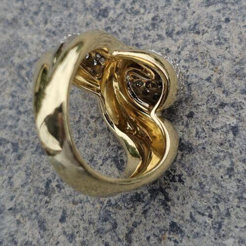 Levian Twist Knot Diamond Ring Freeform 18k Yellow Gold Crossover Bypass Sz 7.25 For Sale 4