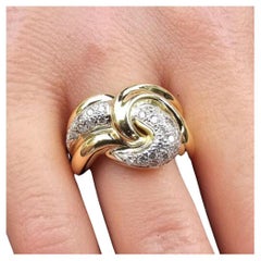 Levian Bague bypass croisée de forme libre en or jaune 18 carats avec diamants à nœud torsadé, taille 7,25