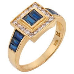 Levian vintage sapphire diamond 18k yellow gold ring