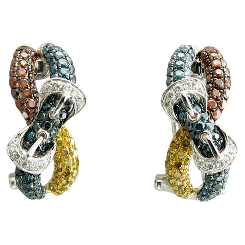 Levian White Diamond Earrings In 14K White Gold For Sale