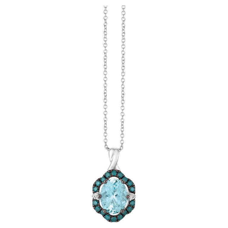 Pendentif Or Jaune 750 Aigue Marine Ovale 10x8mm Ref. 50411