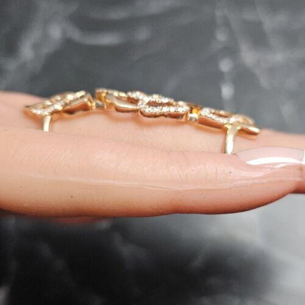 Women's Levian Whole Finger Ring 14k Rose Gold 1 5/8ct Diamond Flowers Butterfly Sz 7