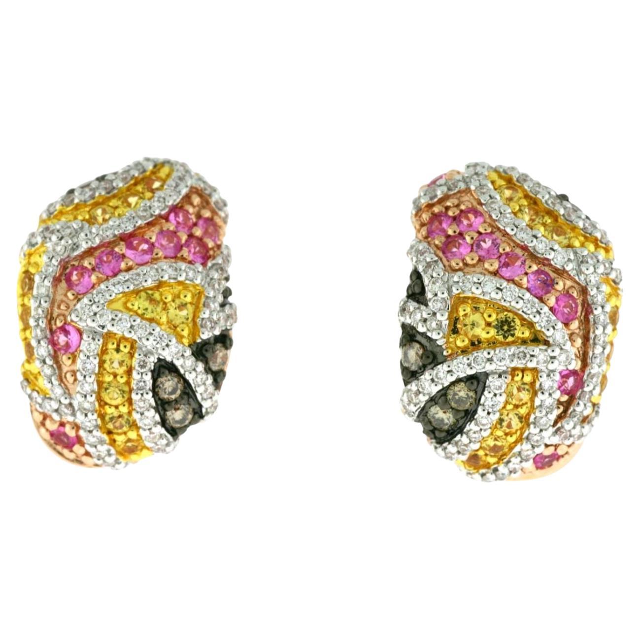 Levian Yellow Sapphire And Diamond Earrings In 14K Rose Gold