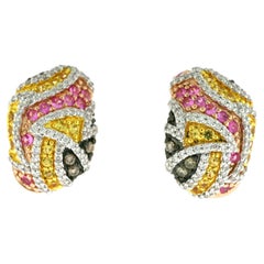 Levian Yellow Sapphire And Diamond Earrings In 14K Rose Gold