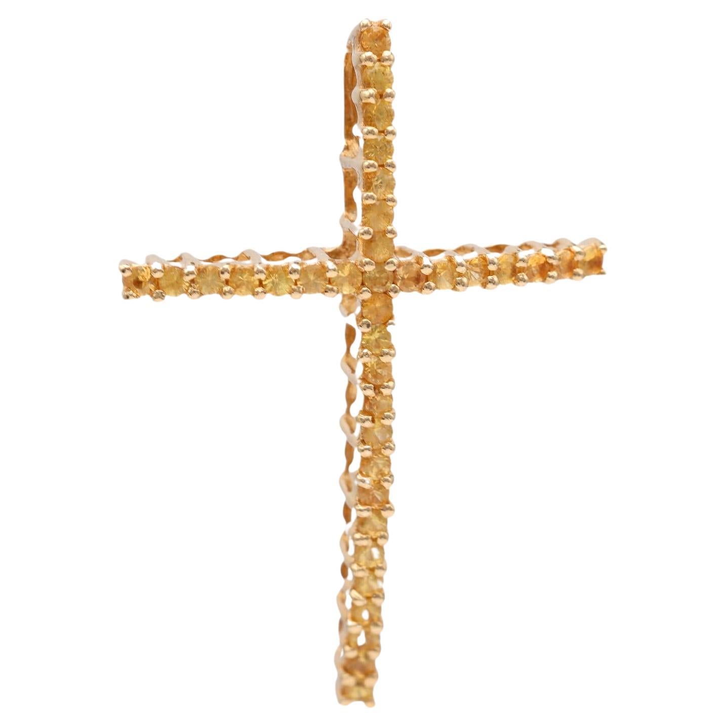 Levian Yellow Sapphire Gold Cross Pendant