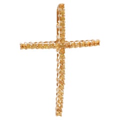 Vintage Levian Yellow Sapphire Gold Cross Pendant