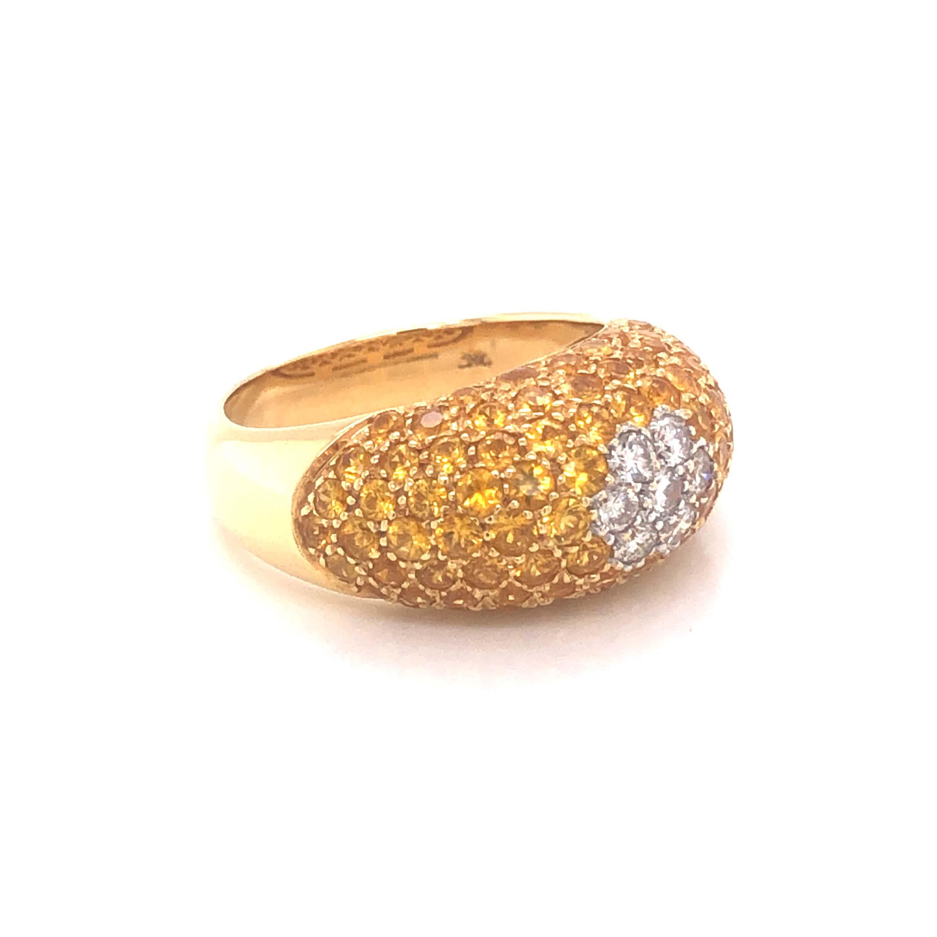 Le Vians Gelber Saphir und Diamant Dome Ring, 18k Gelbgold (Rundschliff) im Angebot