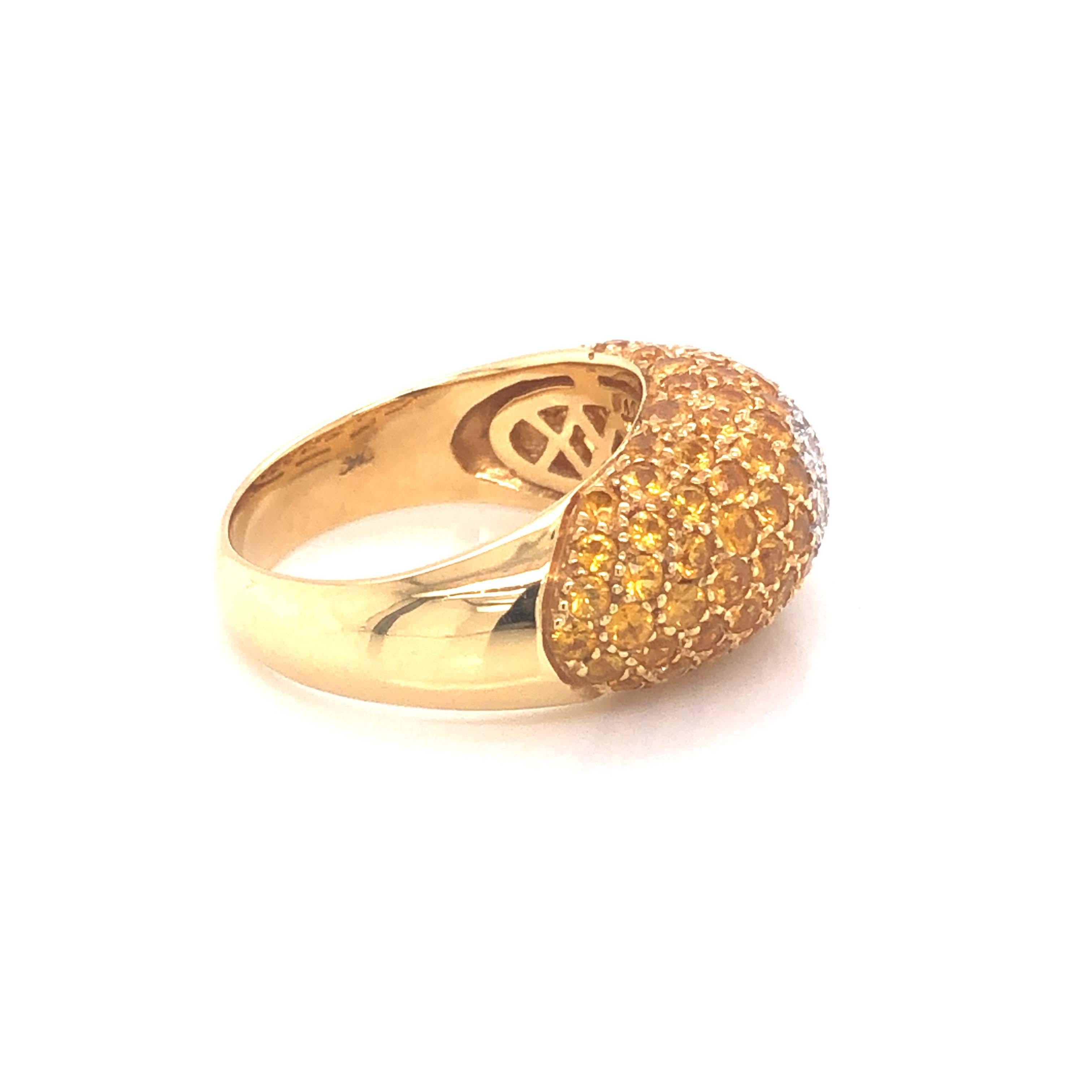 Le Vians Gelber Saphir und Diamant Dome Ring, 18k Gelbgold Damen im Angebot