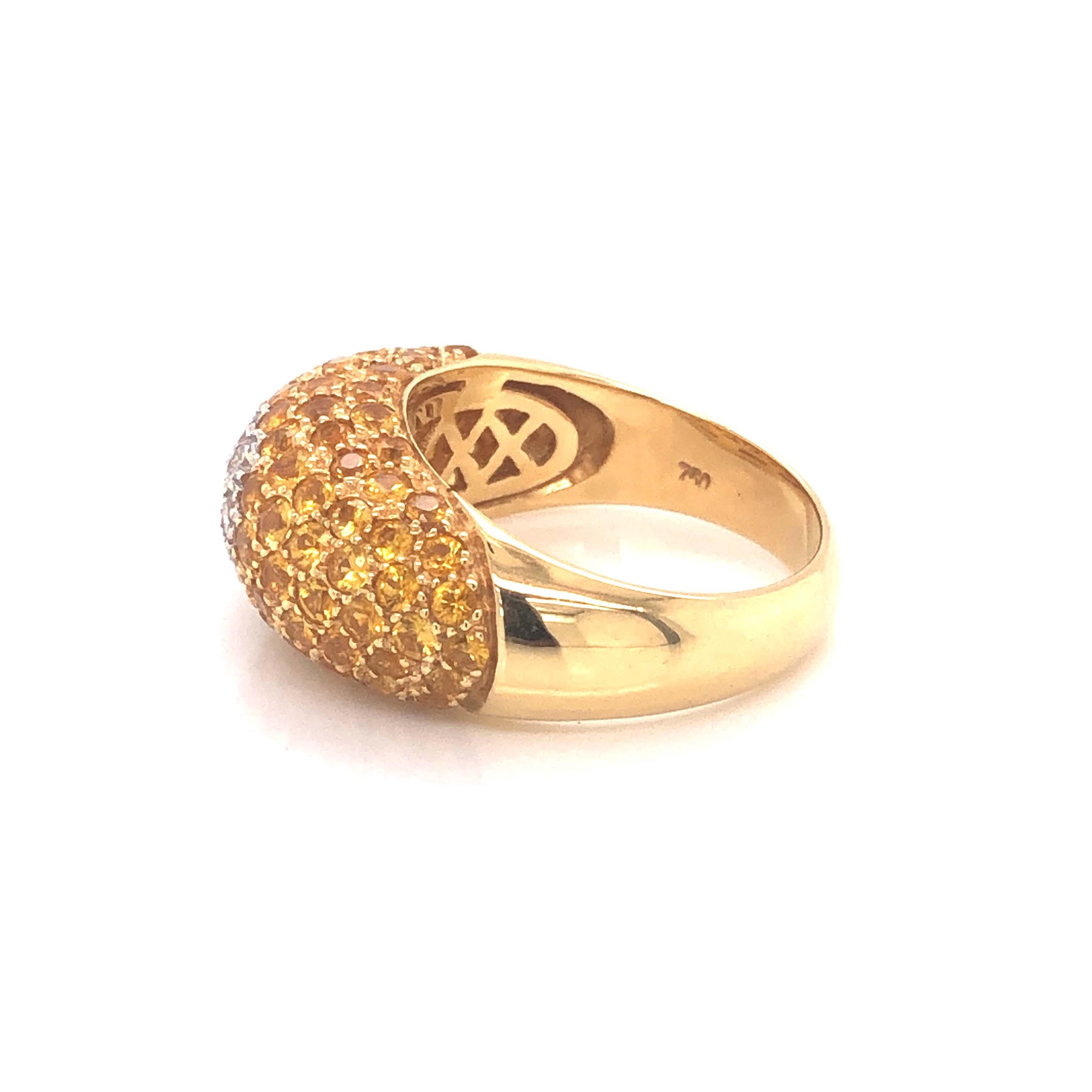 Le Vians Gelber Saphir und Diamant Dome Ring, 18k Gelbgold im Angebot 1