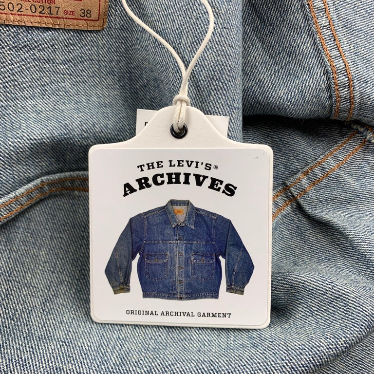 LEVI'S Archives Replica Size 38 Blue Wash Denim Trucker Jacket at 1stDibs