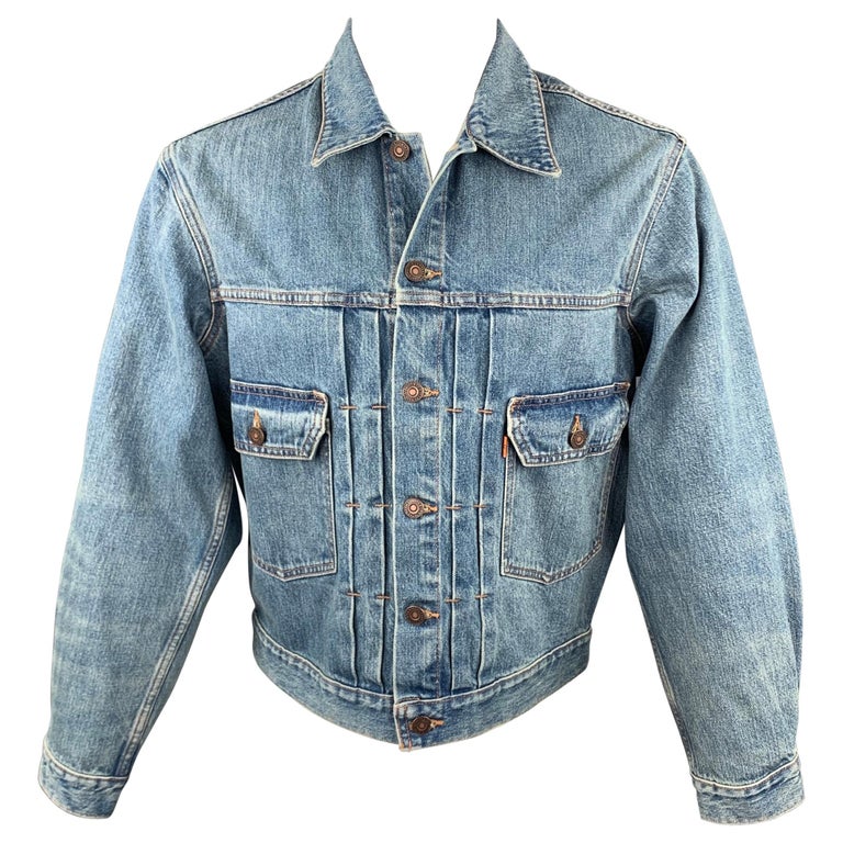 LEVI'S Archives Replica Size 38 Blue Wash Denim Trucker Jacket at 1stDibs