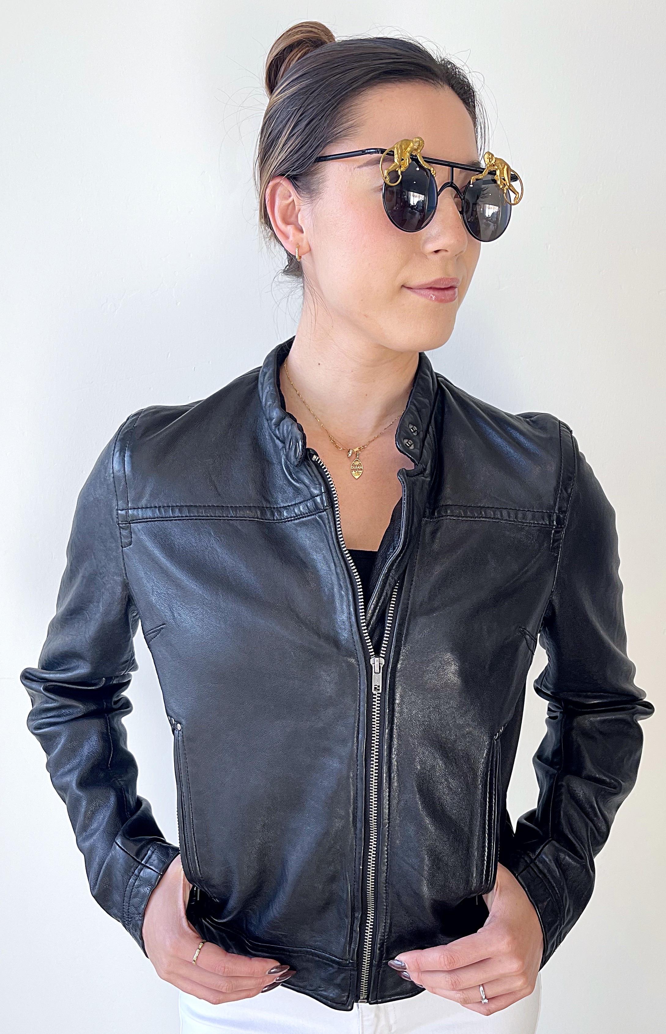 Chaqueta de vuelo bomber mediana de piel negra para mujer Levi's Made and Crafted en venta 8