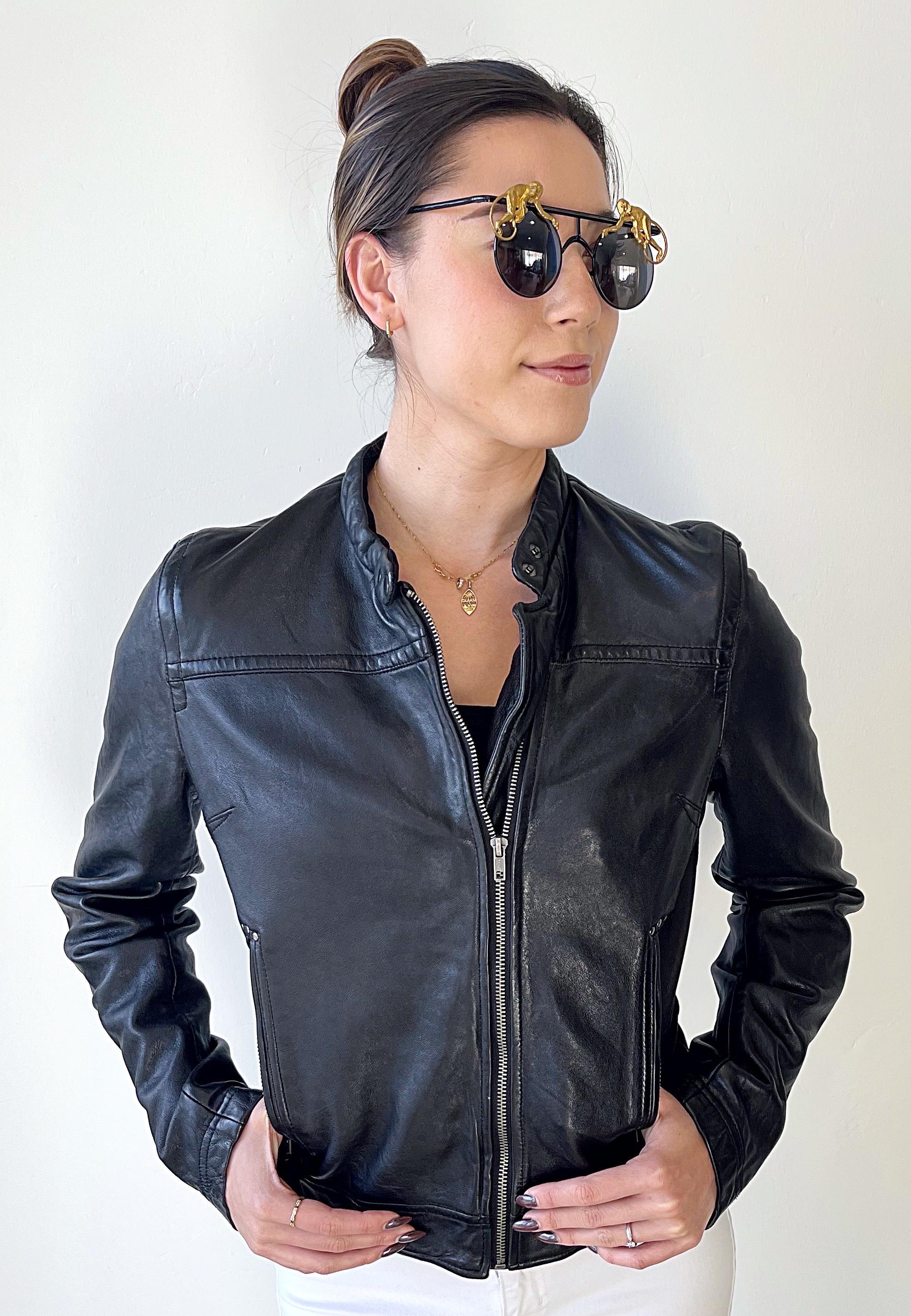 Chaqueta de vuelo bomber mediana de piel negra para mujer Levi's Made and Crafted en venta 10