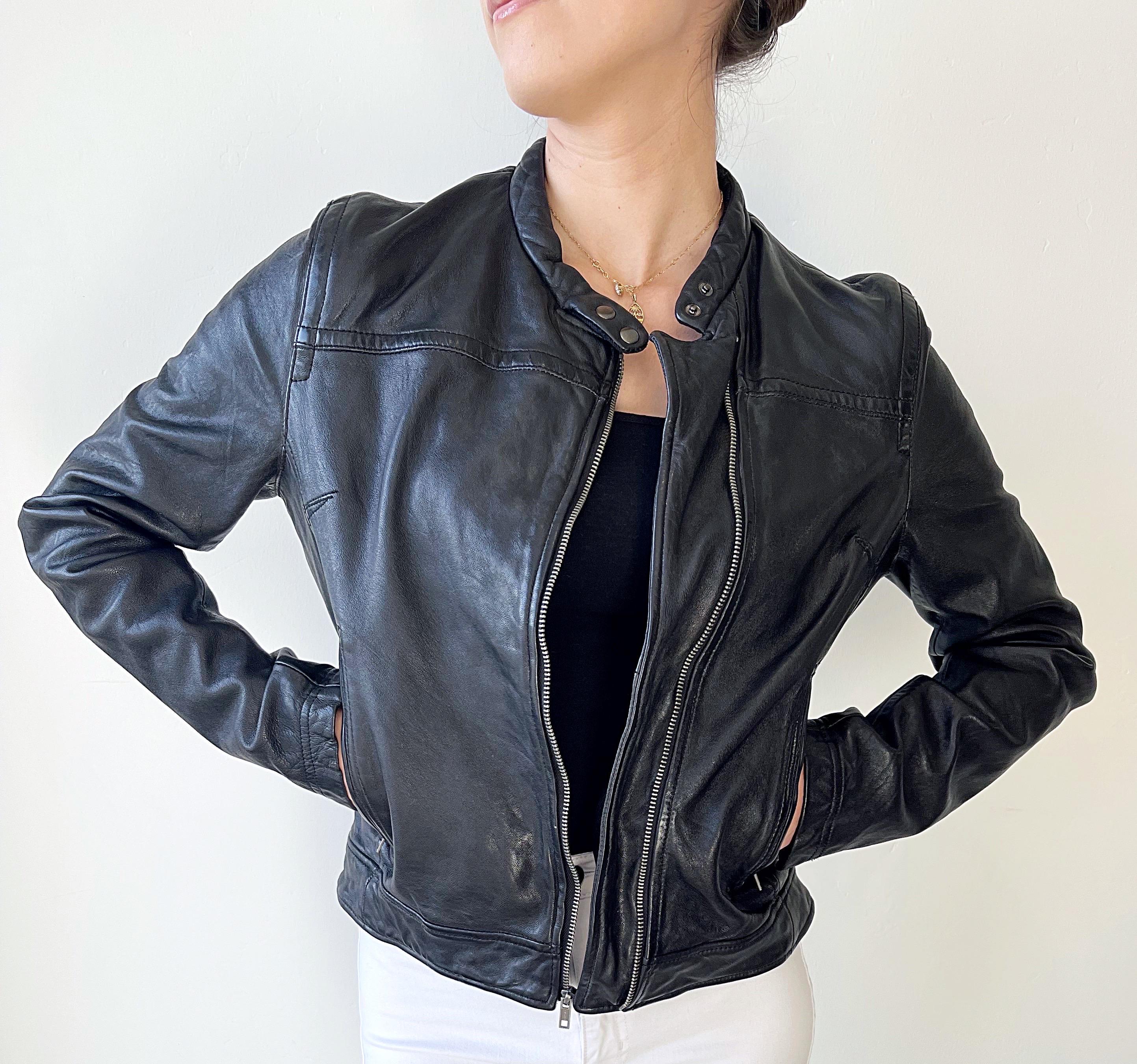 Chaqueta de vuelo bomber mediana de piel negra para mujer Levi's Made and Crafted en venta 12