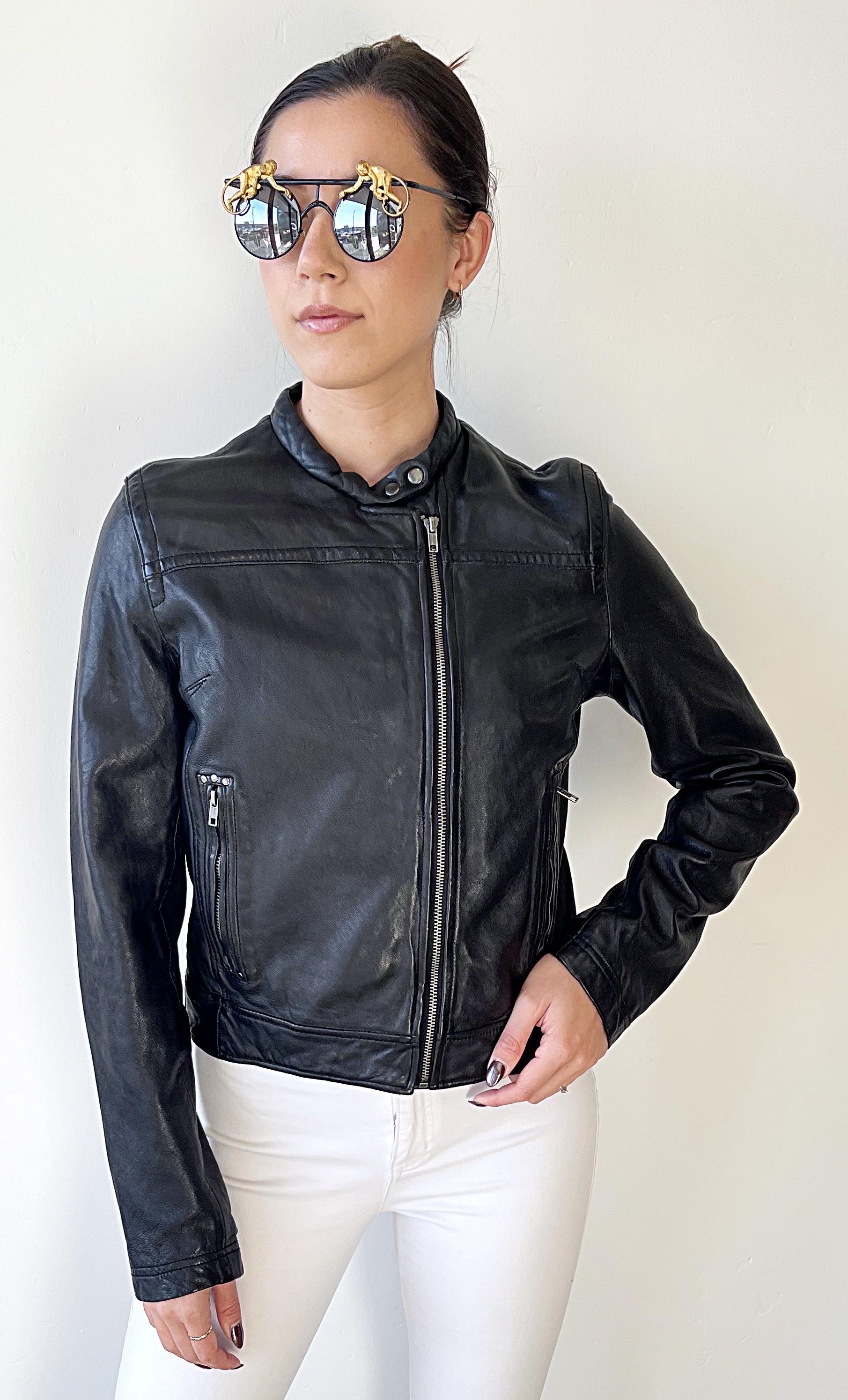 Chaqueta de vuelo bomber mediana de piel negra para mujer Levi's Made and Crafted Negro en venta