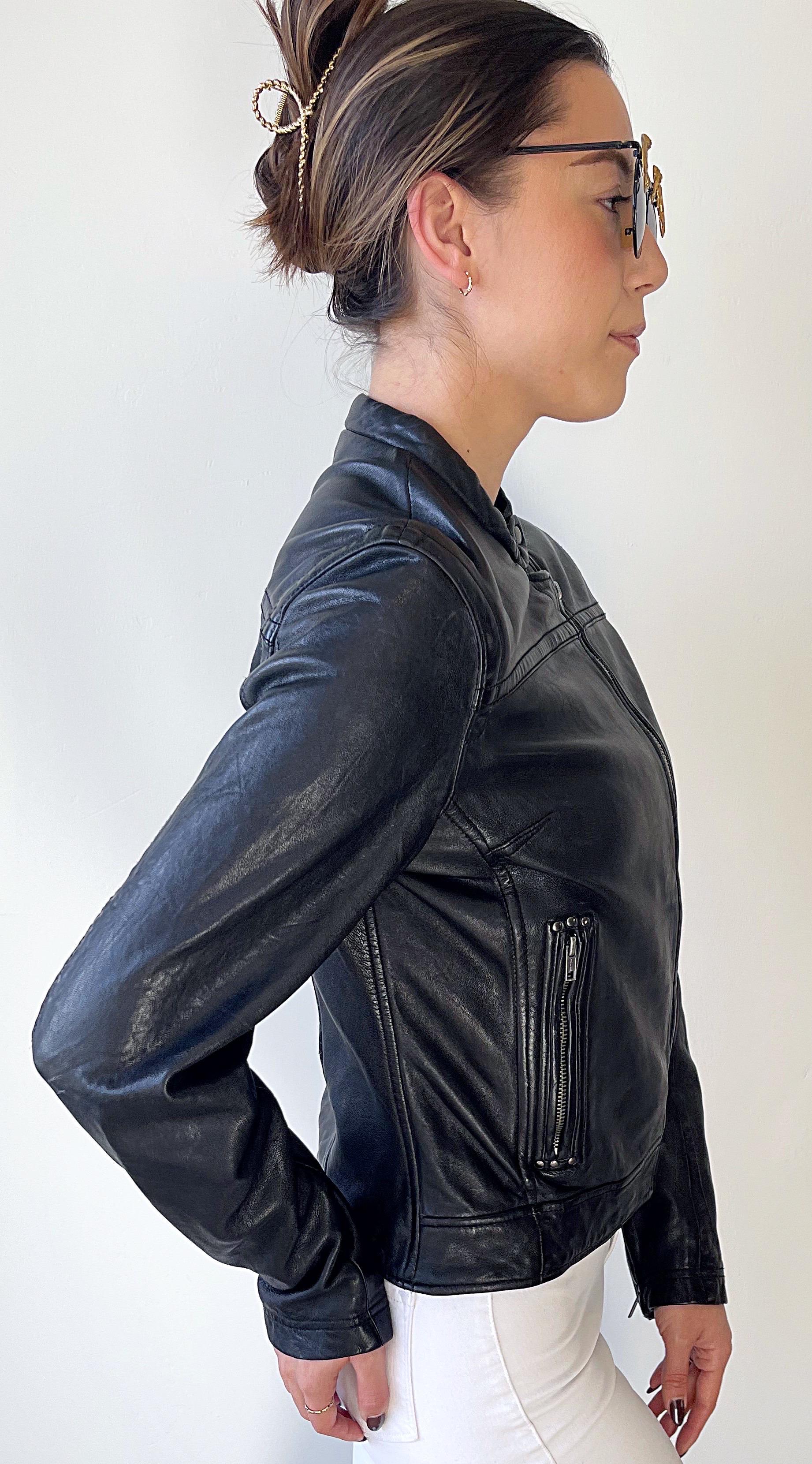 Chaqueta de vuelo bomber mediana de piel negra para mujer Levi's Made and Crafted en venta 4