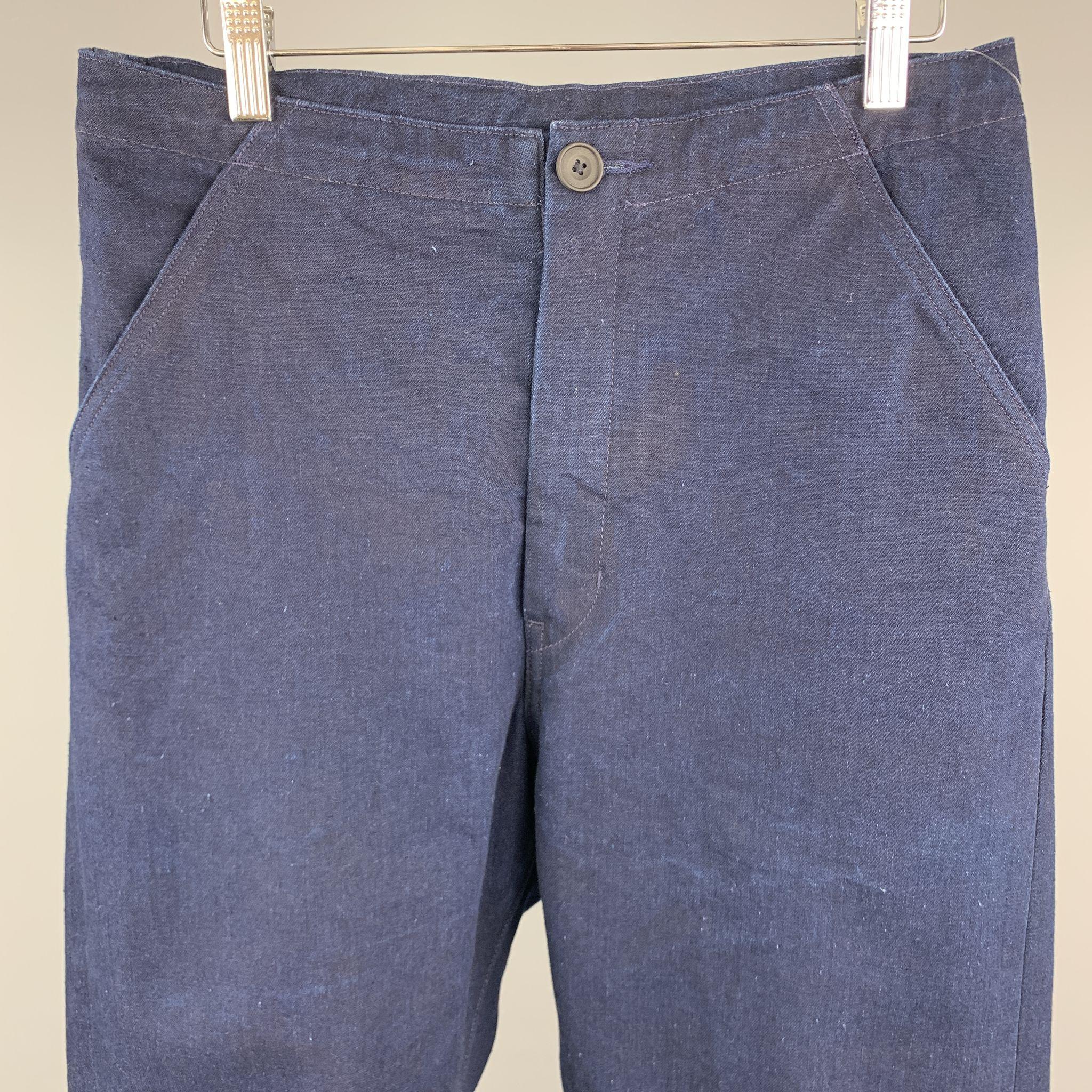 LEVI'S MADE & CRAFTED Casual Pants comes in a indigo cotton featuring a dropout style and a zip fly closure.

Excellent Pre-Owned Condition.
Marked: 30

Measurements:

Waist: 30 in. 
Rise: 11 in. 
Inseam: 28 in.
SKU: 88619
Category: Casual
