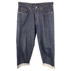 LEVI'S MADE & CRAFTED Taille 32 x 23 Jean seldged Denim indigo délavé à braguette zippée