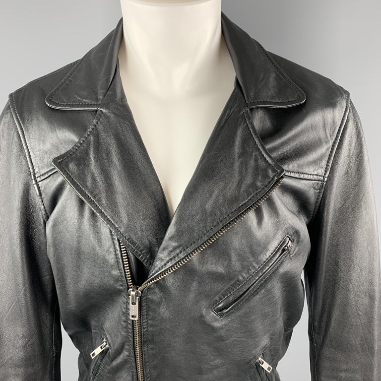LEVI'S MADE and CRAFTED Size M Black Soft Leather Motorcycle Jacket at ...