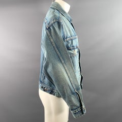 LEVI'S MADE & CRAFTED Größe M Blau Hellblau gewaschene Baumwoll-Truckerjacke