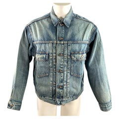 LEVI'S MADE & CRAFTED Größe M Blau Hellblau gewaschene Baumwoll-Truckerjacke