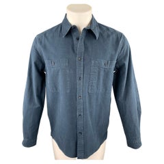 Chemise à manches longues en coton bleu marine avec broderies, collection « MADE & CRAFTED » de LEVI'S, taille M