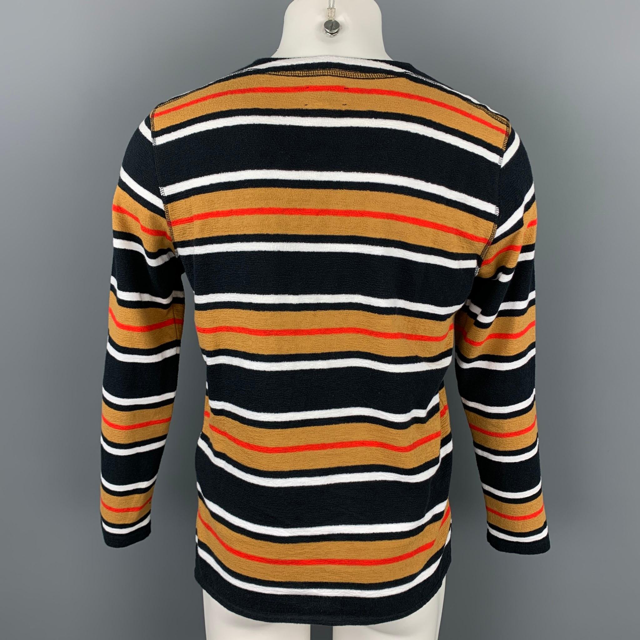 LEVI'S MADE & CRAFTED Size S Black & Mustard Stripe Cotton Crew-Neck Pullover In Good Condition In San Francisco, CA
