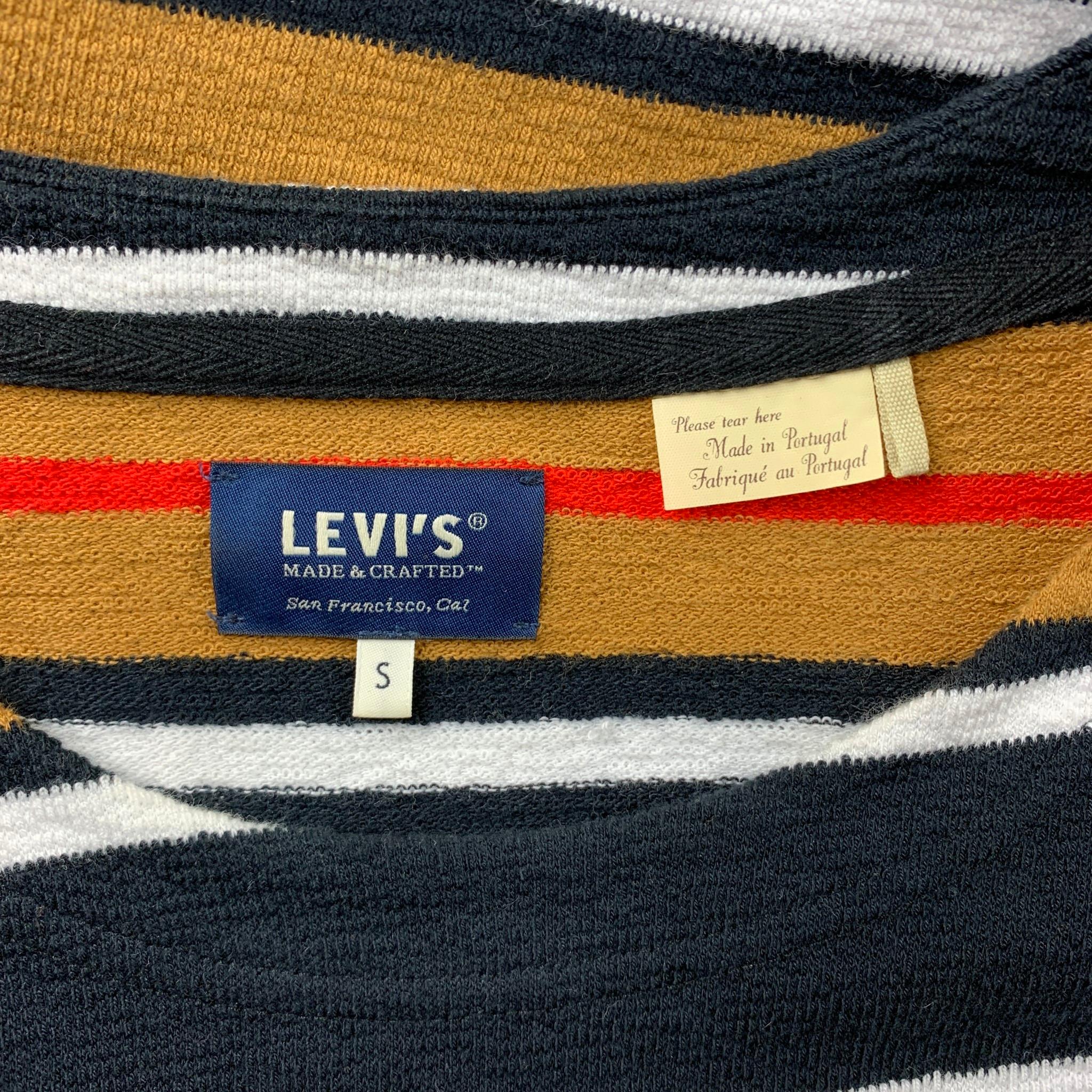 LEVI'S MADE & CRAFTED Size S Black & Mustard Stripe Cotton Crew-Neck Pullover 2