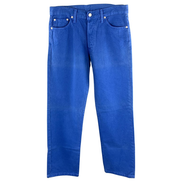 LEVI'S Size 30 Royal Blue Solid Cotton Button Fly Casual Pants For Sale ...