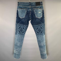 Jeans Levi's taglia 32 in denim dritto blu navy con ricami in cotone