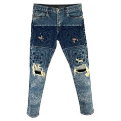 Jeans Levi's taglia 32 in denim dritto blu navy con ricami in cotone
