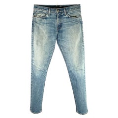 LEVI'S Size 32 Blue Tan Cotton Blend Straight Denim Jeans