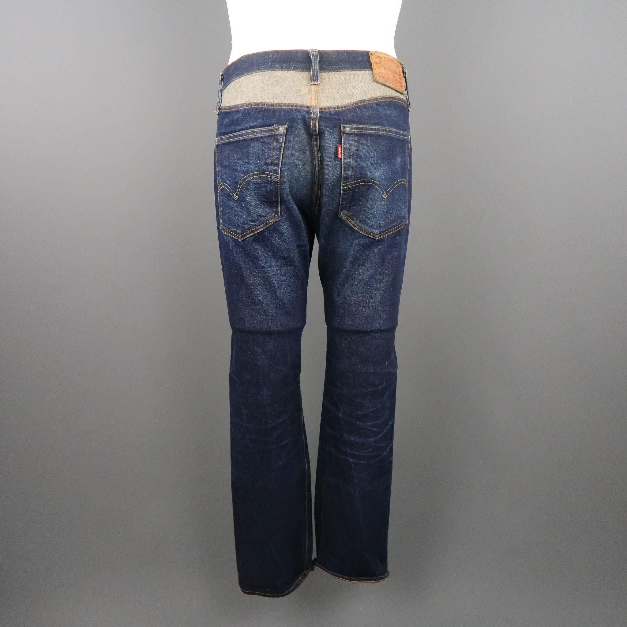 Black LEVI'S Size 32 Indigo Contrast Stitch Selvedge Denim Jeans