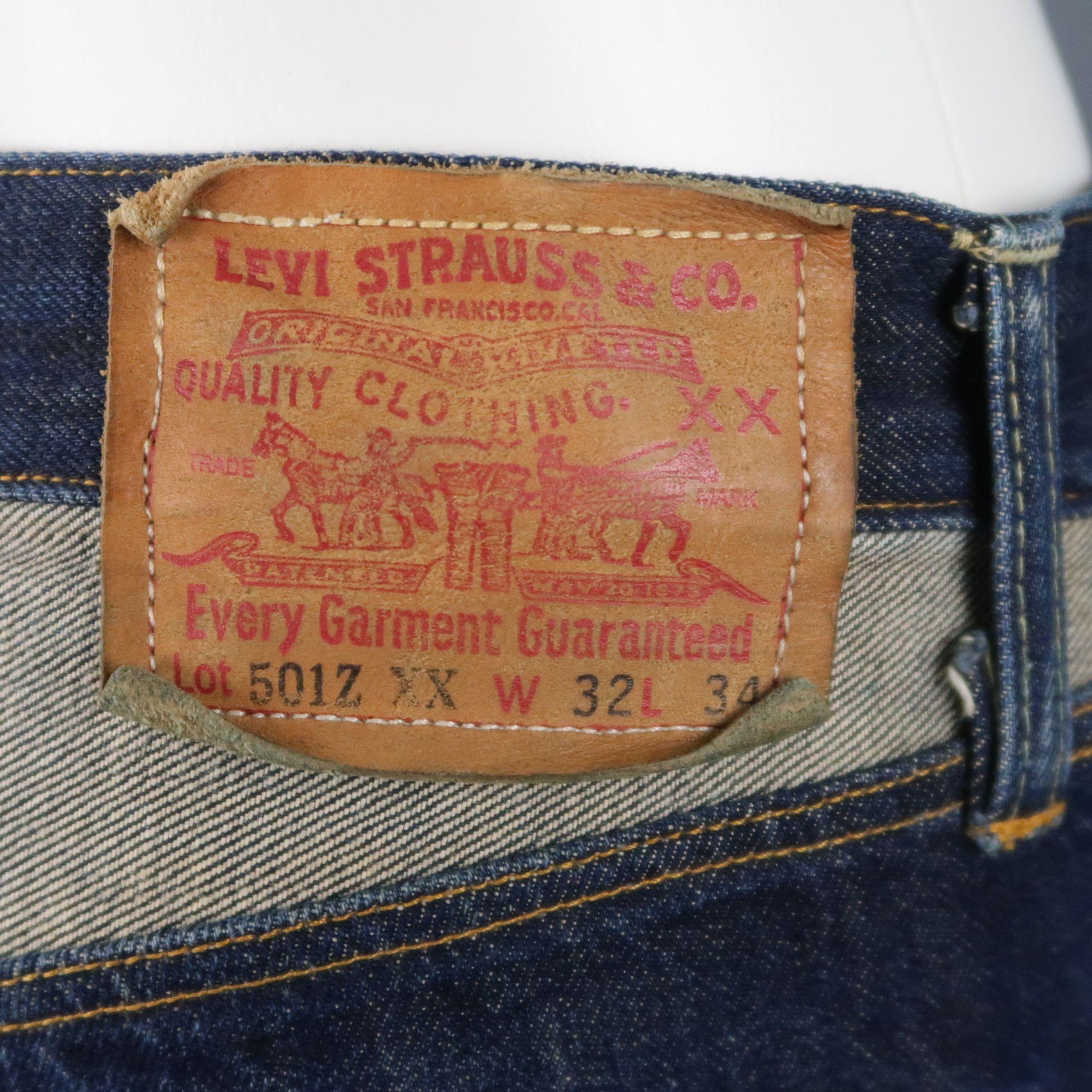 Men's LEVI'S Size 32 Indigo Contrast Stitch Selvedge Denim Jeans