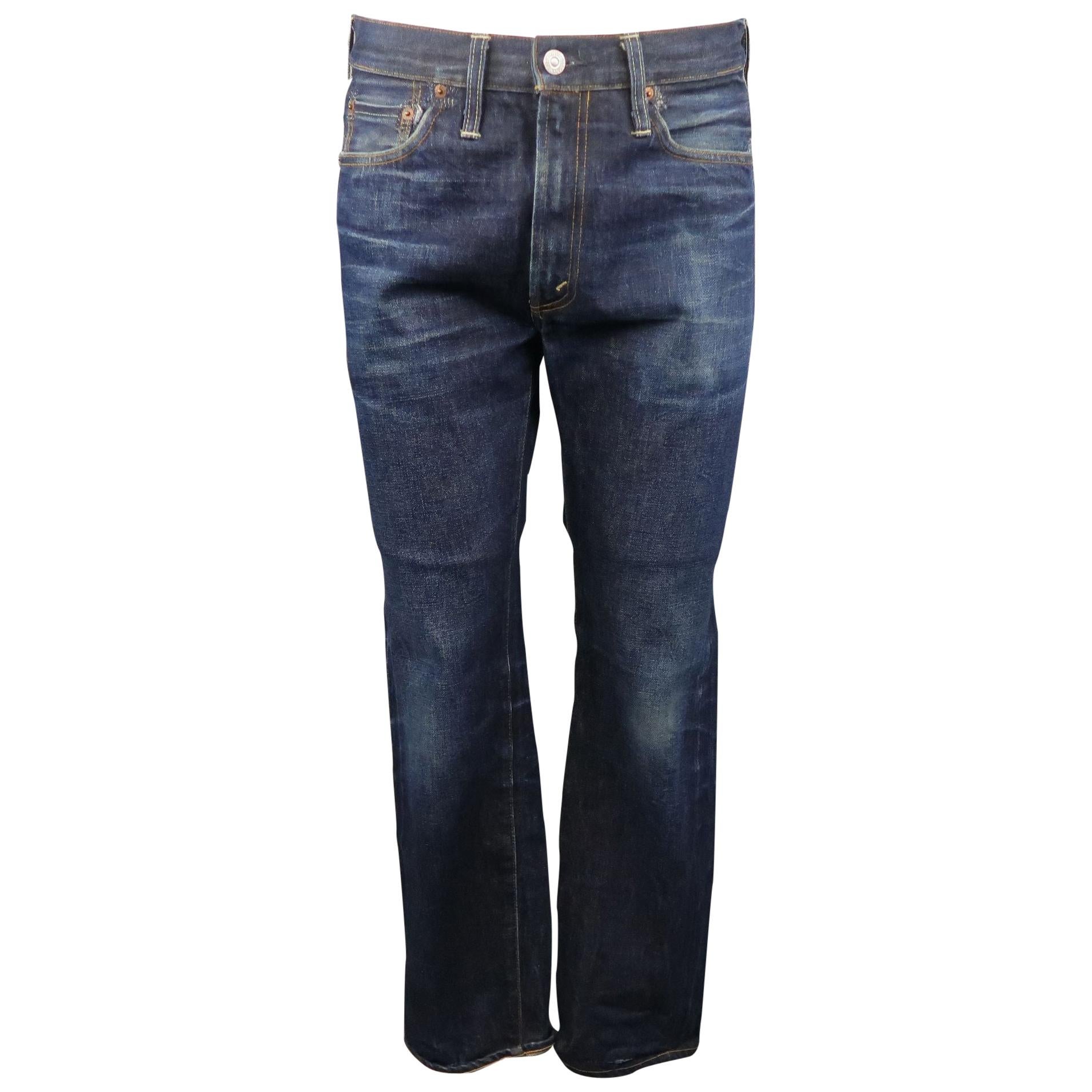LEVI'S Size 32 Indigo Contrast Stitch Selvedge Denim Jeans